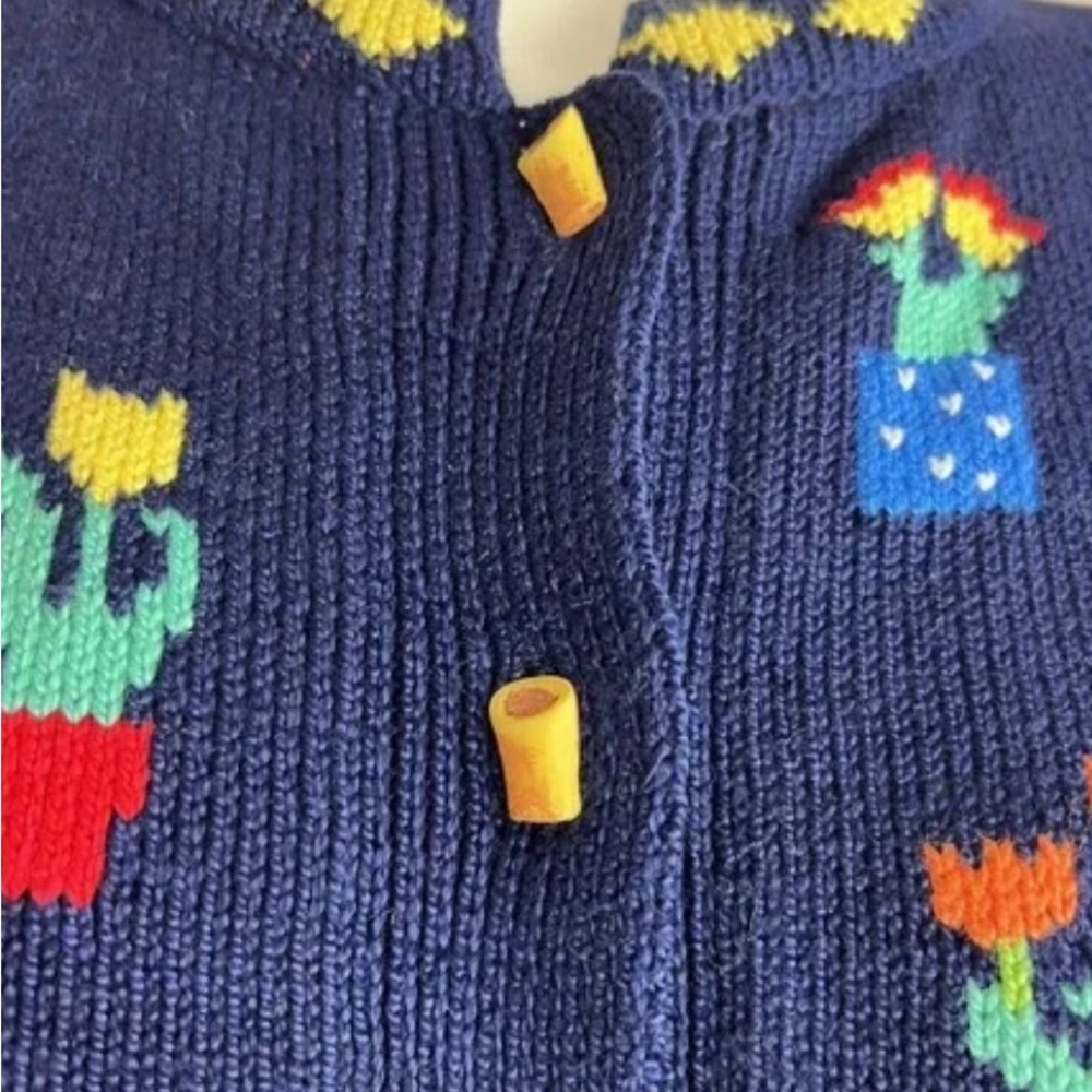 Navy Floral Planter Knit Cardigan Sweater - Women - Picture 3 of 8